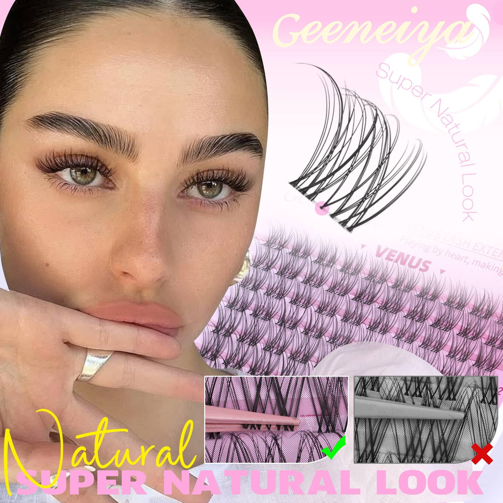 Geeneiya VENUS lash clusters clear band for comfortable all-day wear