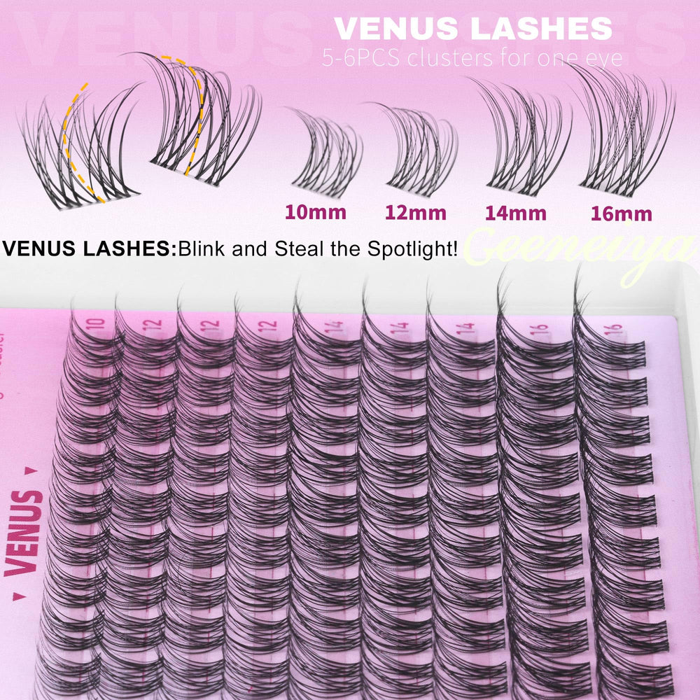 Geeneiya VENUS waterproof lash clusters stay put through moisture