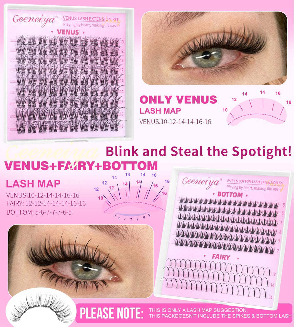 Geeneiya VENUS wispy lash clusters for soft everyday eyes