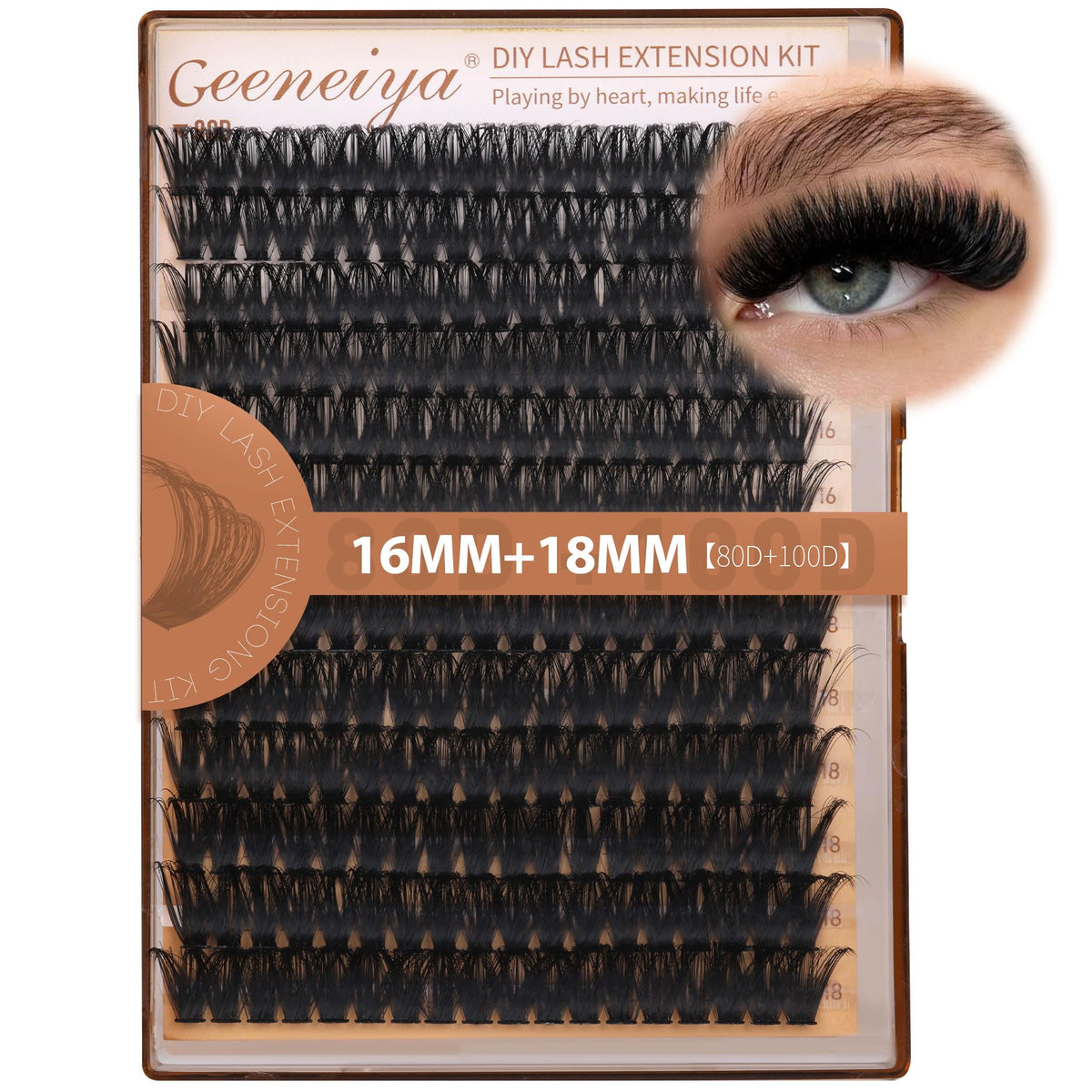 Geeneiya volume lash clusters 16-18mm for subtle to moderate fullness during daily wear