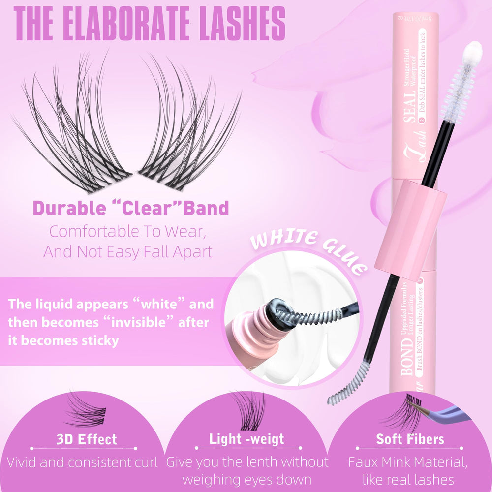Geeneiya white lash bond and seal glue for strong, clean hold.