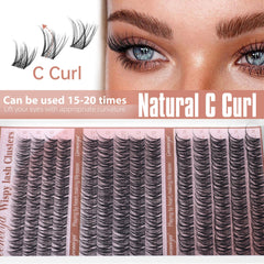 Geeneiya wispy clusters close-up show natural cross-style lashes.