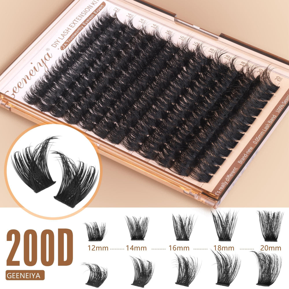 Geeneiya wispy D-curve lash clusters for natural, defined finish