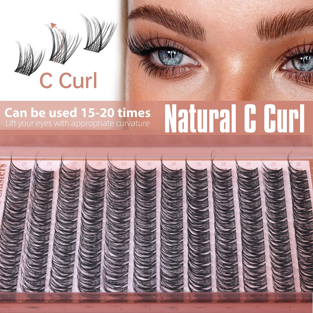 Geeneiya wispy lash clusters close-up for a subtle layered look.