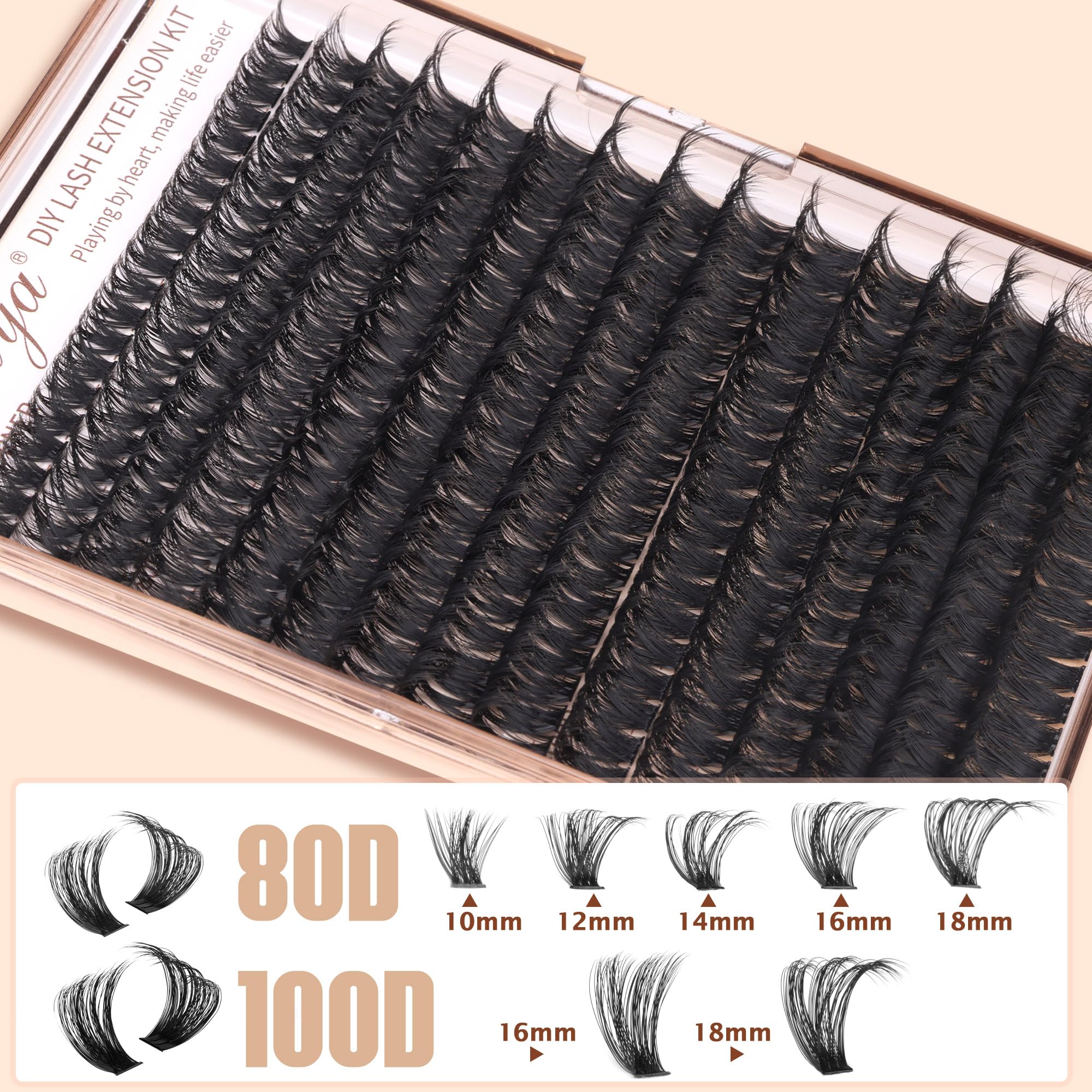 Geeneiya wispy volume lashes 80D-100D create dense, lightweight extensions