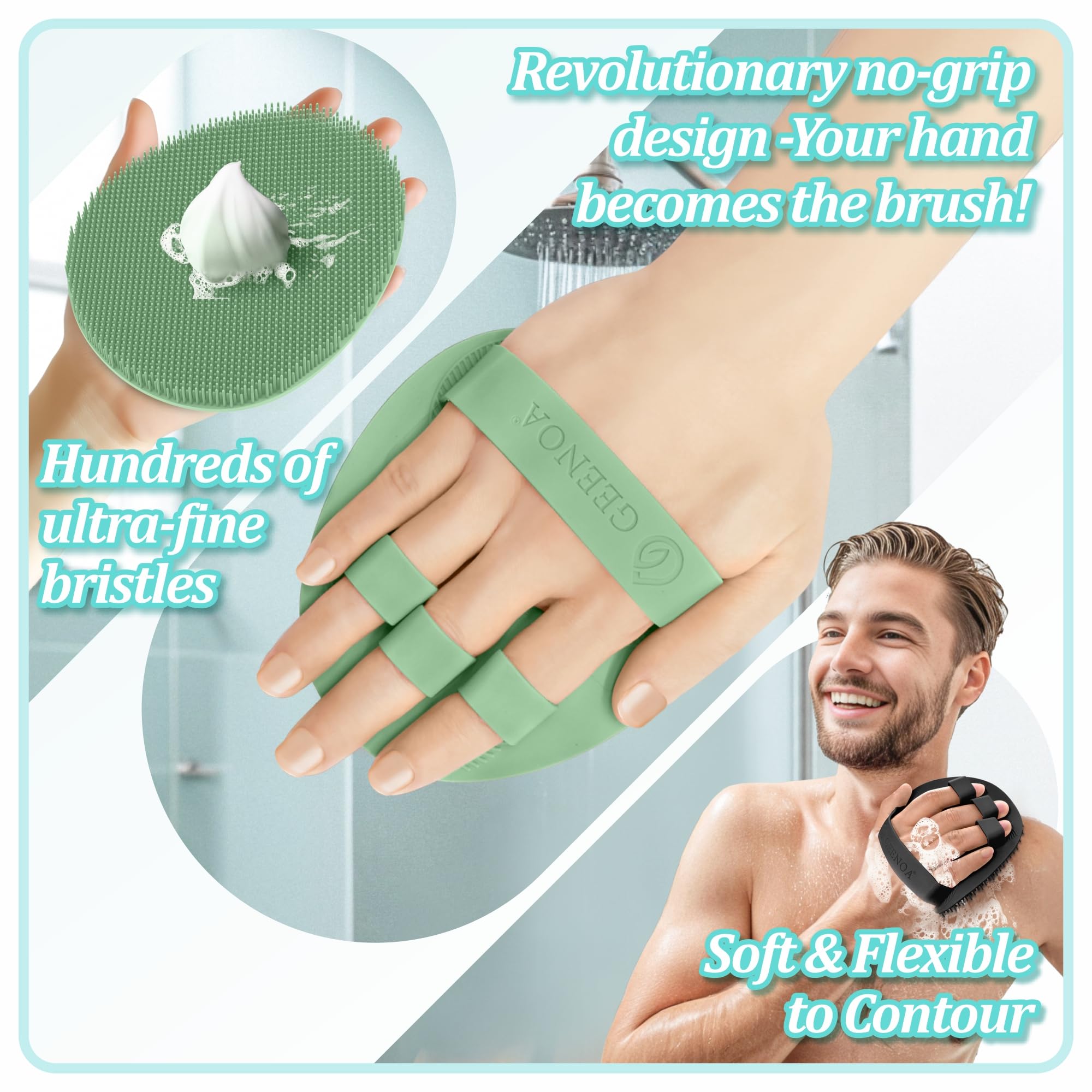 GEENOA soft bristles create rich foam for effective cleaning.