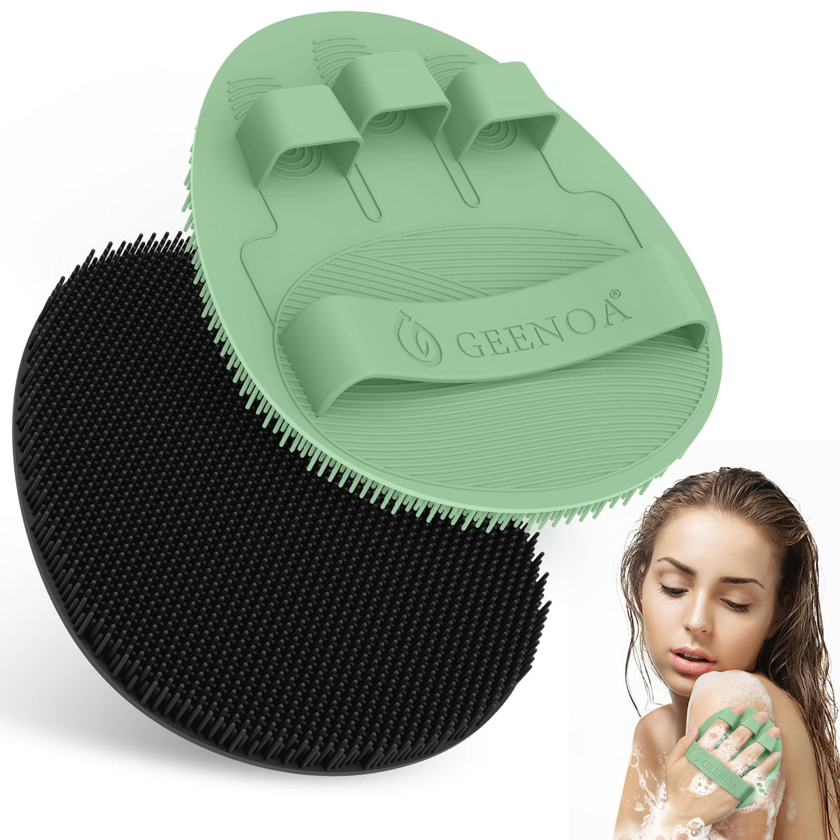 GEENOA silicone bath gloves duo pack ideal for deep cleansing in the shower.