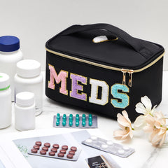 Geetery chenille patch bag with MEDS patch for stylish storage.