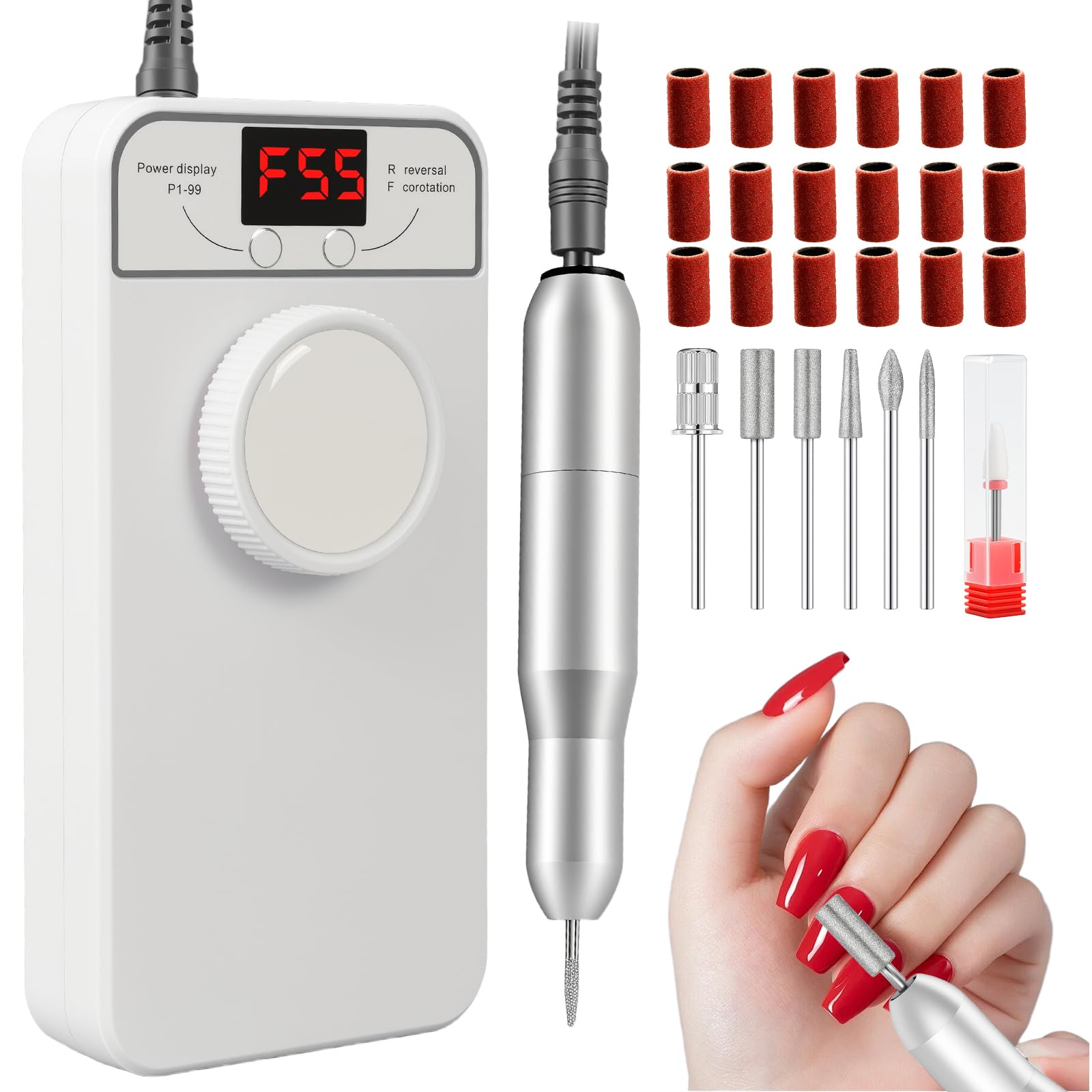 GEEZO professional nail drill with LCD display for precise manicures.