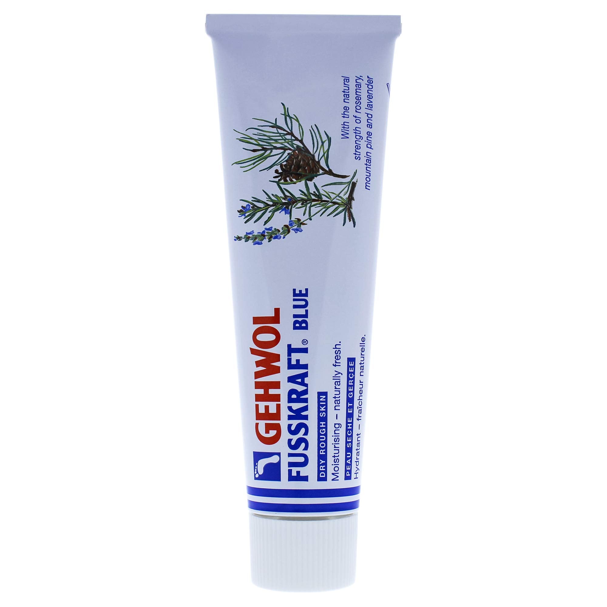 Gehwol Fusskraft Blue, botella de crema para pies, facilita la aplicación para un cuidado cómodo.