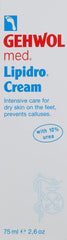 Gehwol Med Lipidro Cream bottle closeup showing deep hydration for dry feet