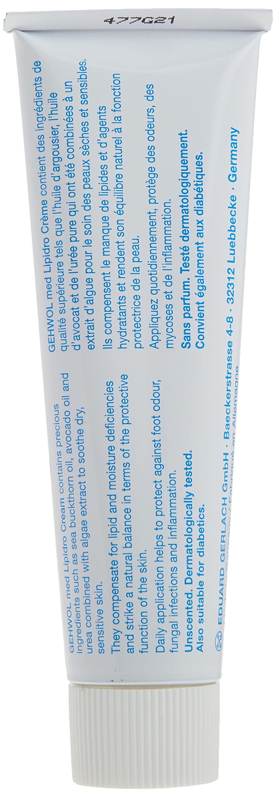 Gehwol Med Lipidro Cream with urea illustration showing moisture release