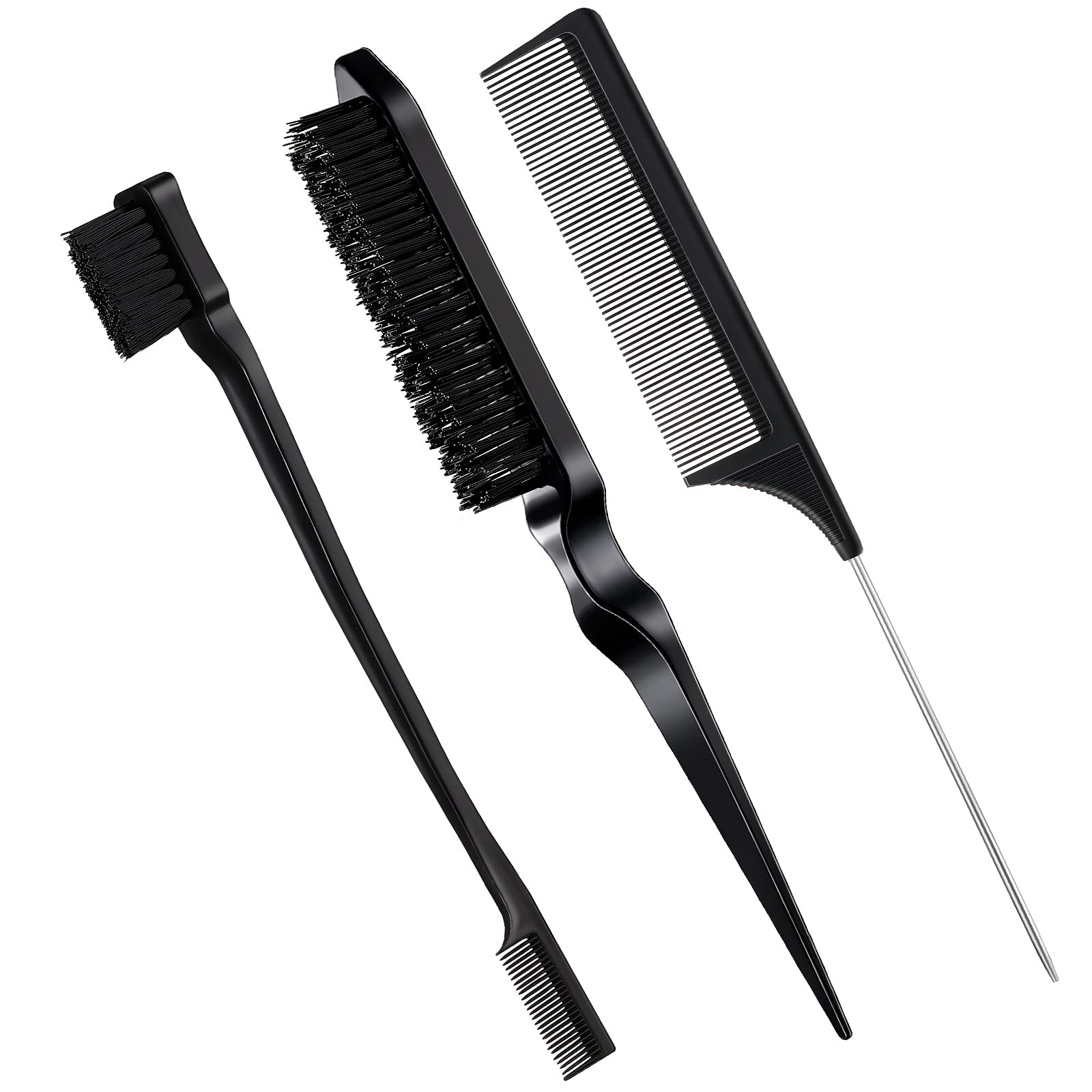 Geiserailie 3Pcs slick back brush set for precise edge control and sleek hairlines.