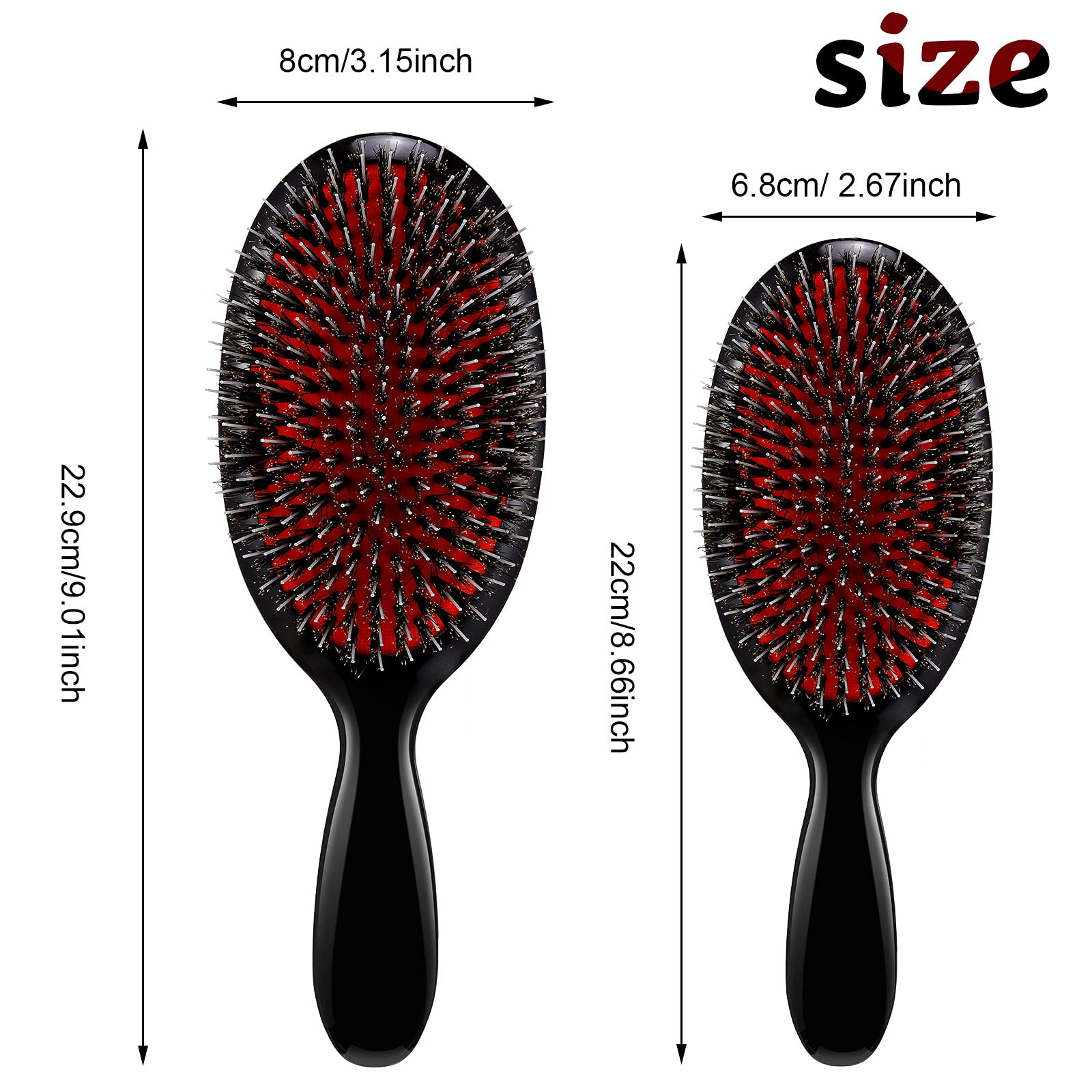 Geiserailie boar bristle brush with nylon quill for gentle scalp massage.