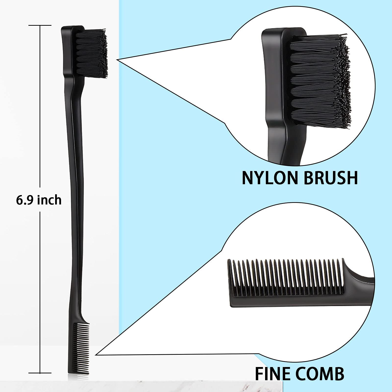 Geiserailie bristle brush 8-7 inch with gentle nylon bristles for smooth detangling.