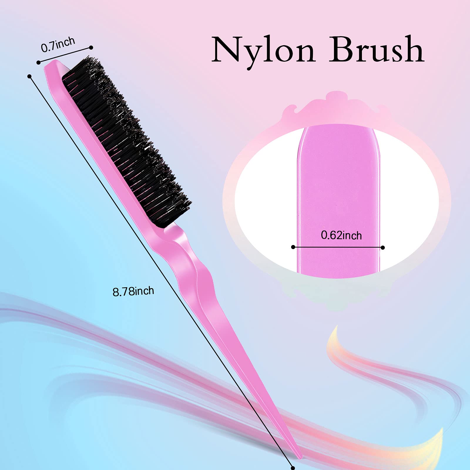 Geiserailie dual edge brush with soft nylon bristles, gentle on hairlines.