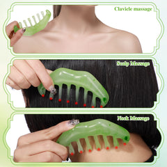 Geiserailie gua sha scalp comb designed for facial and neck relief.