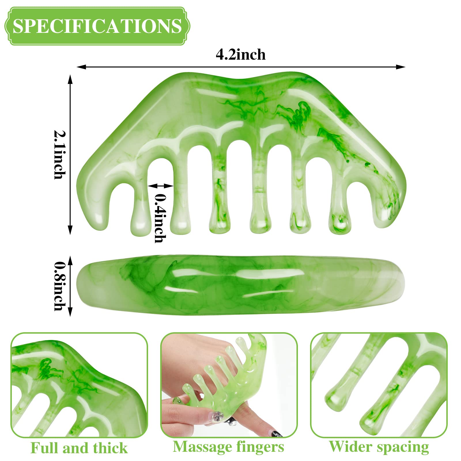 Geiserailie jade-like resin finish comb gliding through hair smoothly.