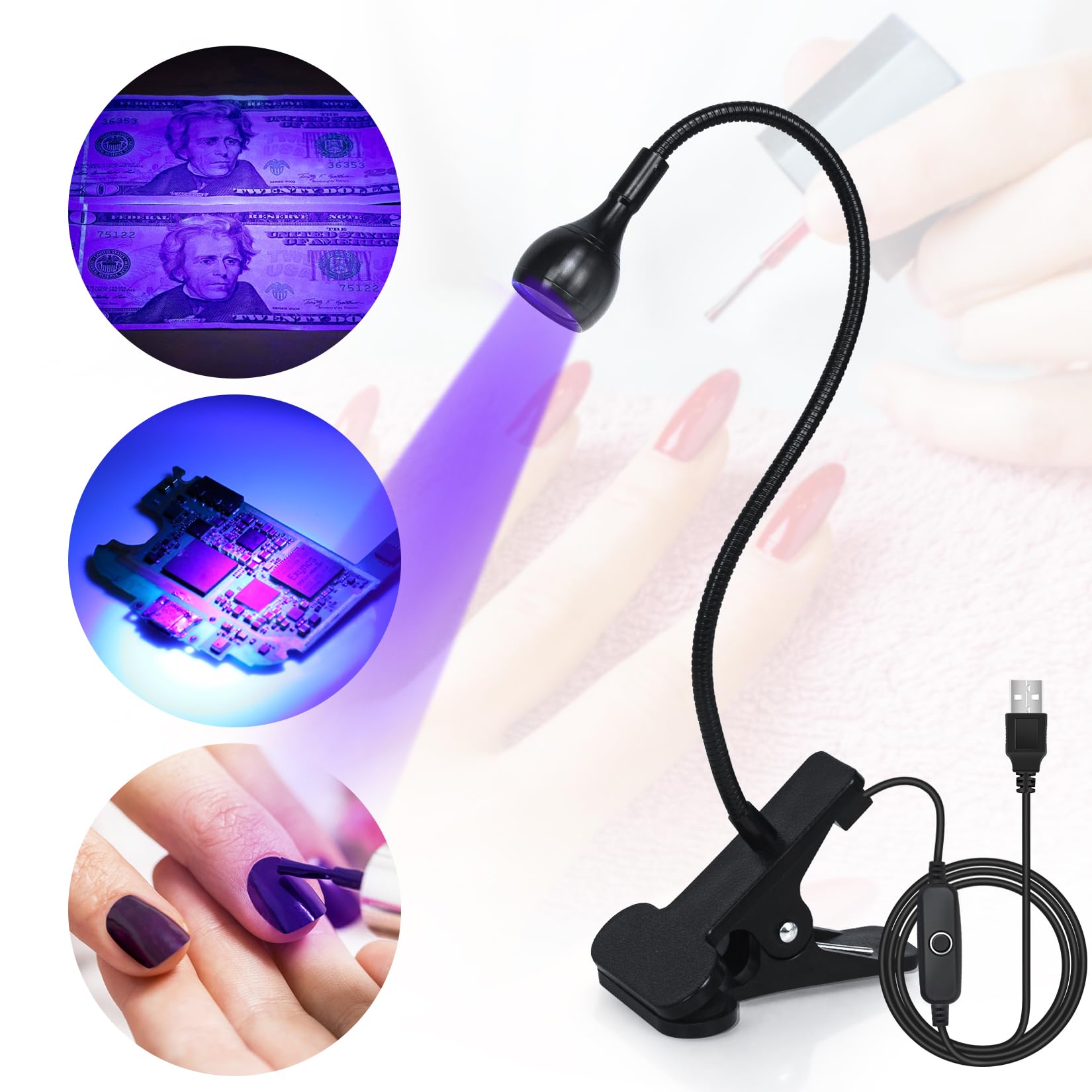 Geisofu UV Nail Lamp 360-degree adjustment for directed light.