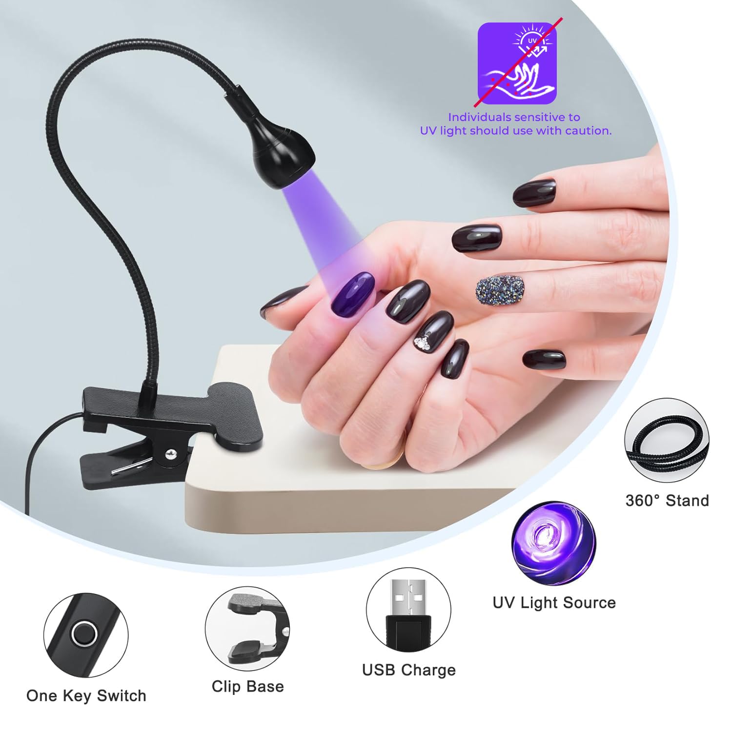 Geisofu UV Nail Lamp compact and portable for travel use.