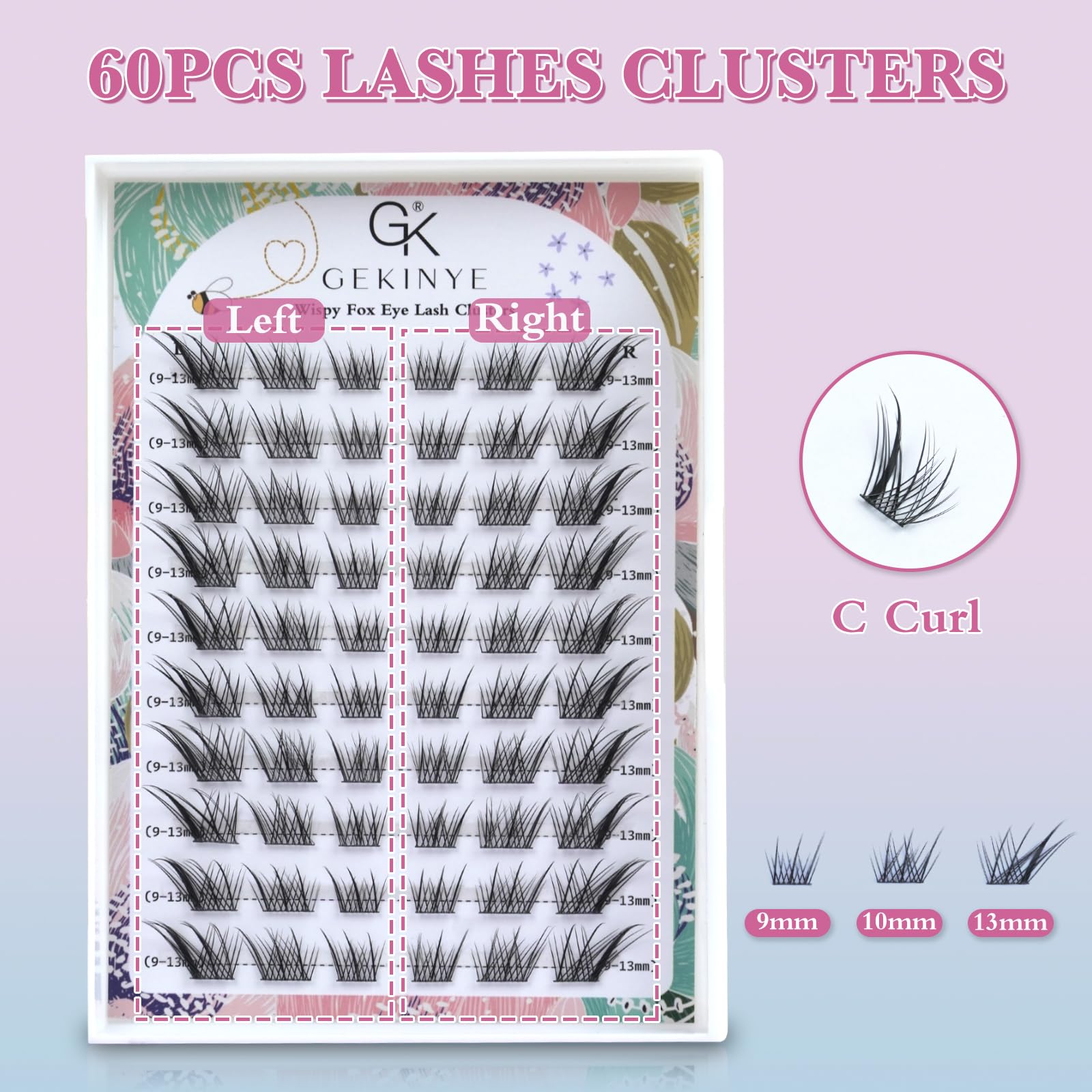 Gekinye 3pcs wispy lash clusters offer quick, buildable volume.
