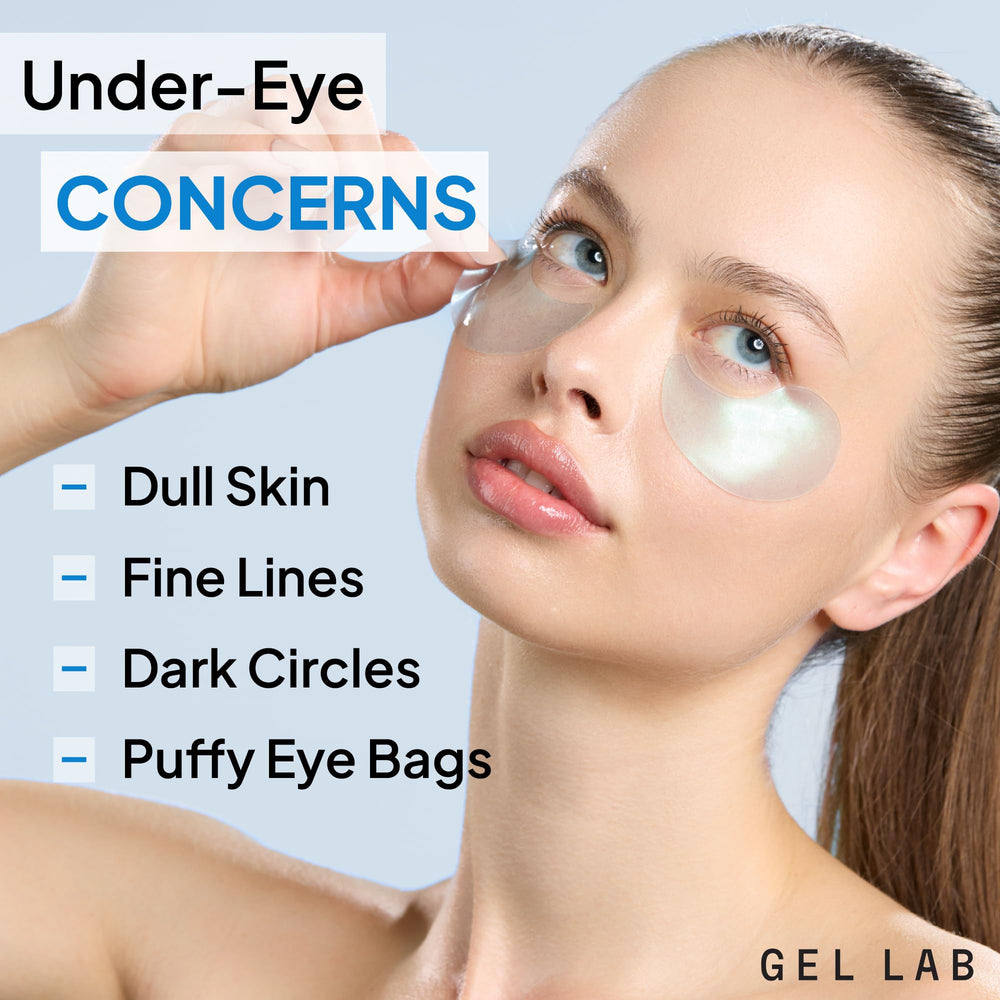 Gel Lab REGLOW eye patches closeup highlighting hydration and soothing texture.