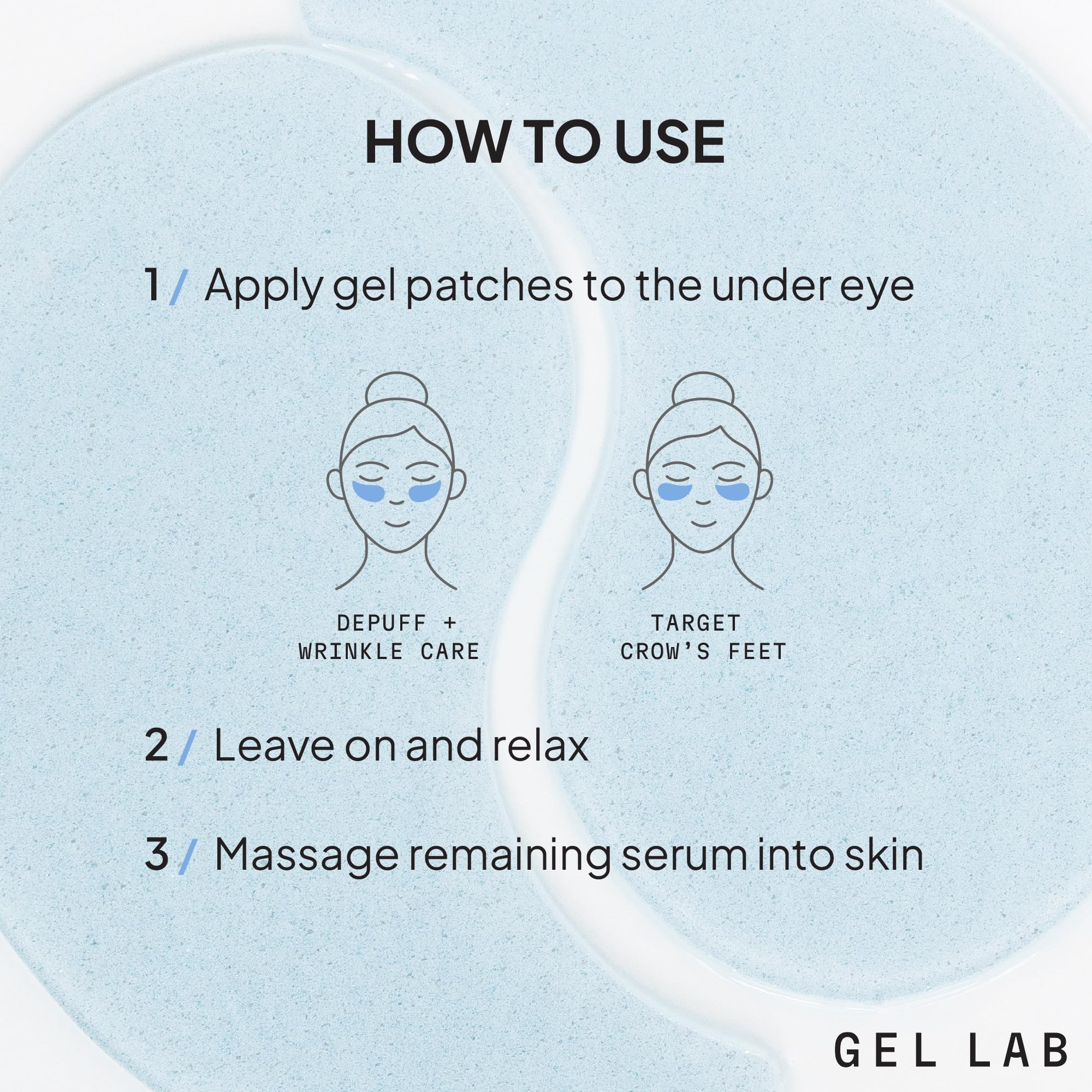 Gel Lab REGLOW eye patches travel case ready for on-the-go smoothing.
