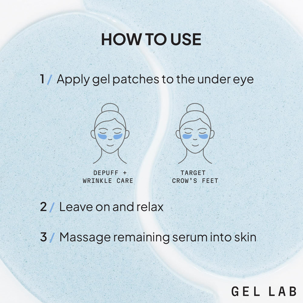 Gel Lab REGLOW eye patches travel case ready for on-the-go smoothing.