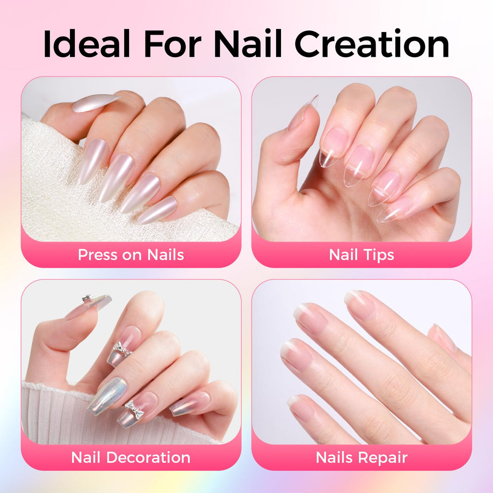 Full coverage nail tips bonded with GELLAKTIK glue