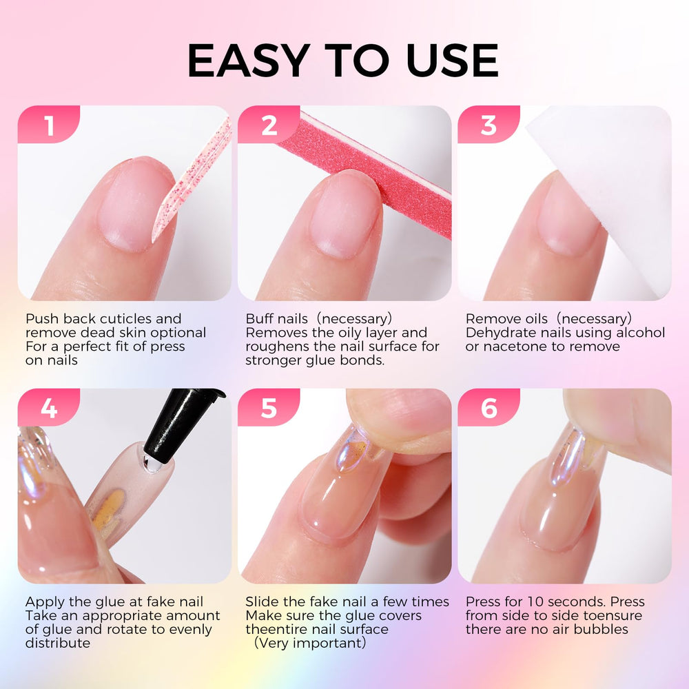 Nail art attachment with GELLAKTIK glue for durable tips