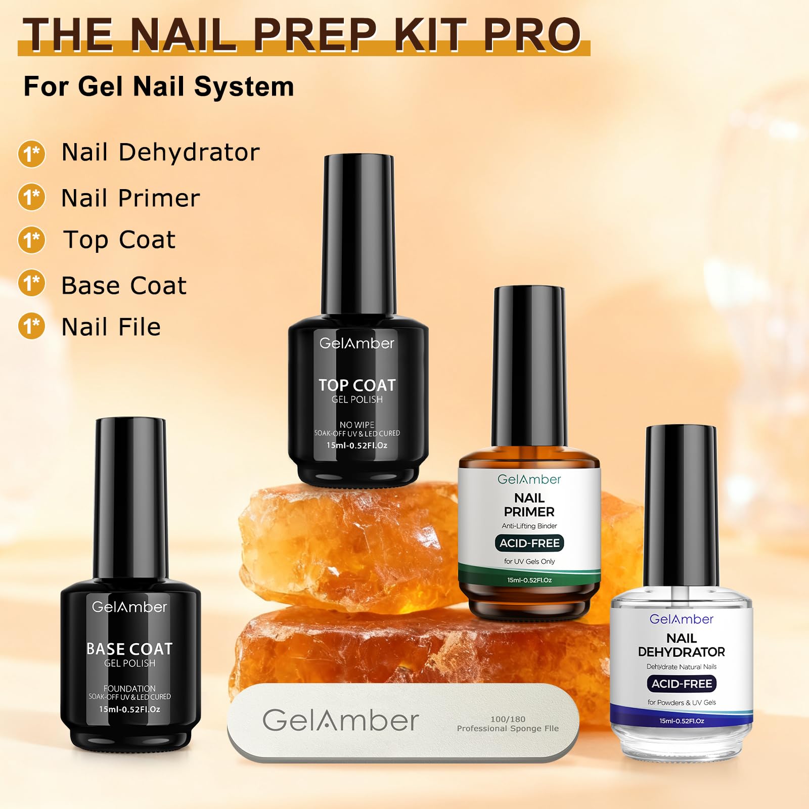 GELAMBER envase y kit de uñas, presentación ideal para regalo.