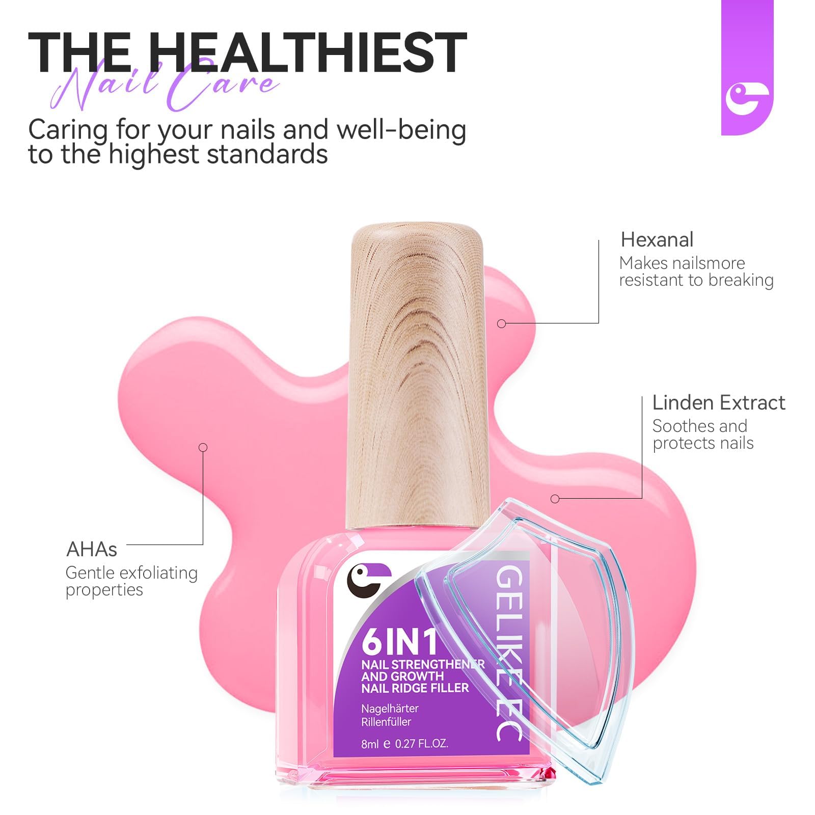 Gelike EC almacenamiento protegido que conserva nutrientes rosa.