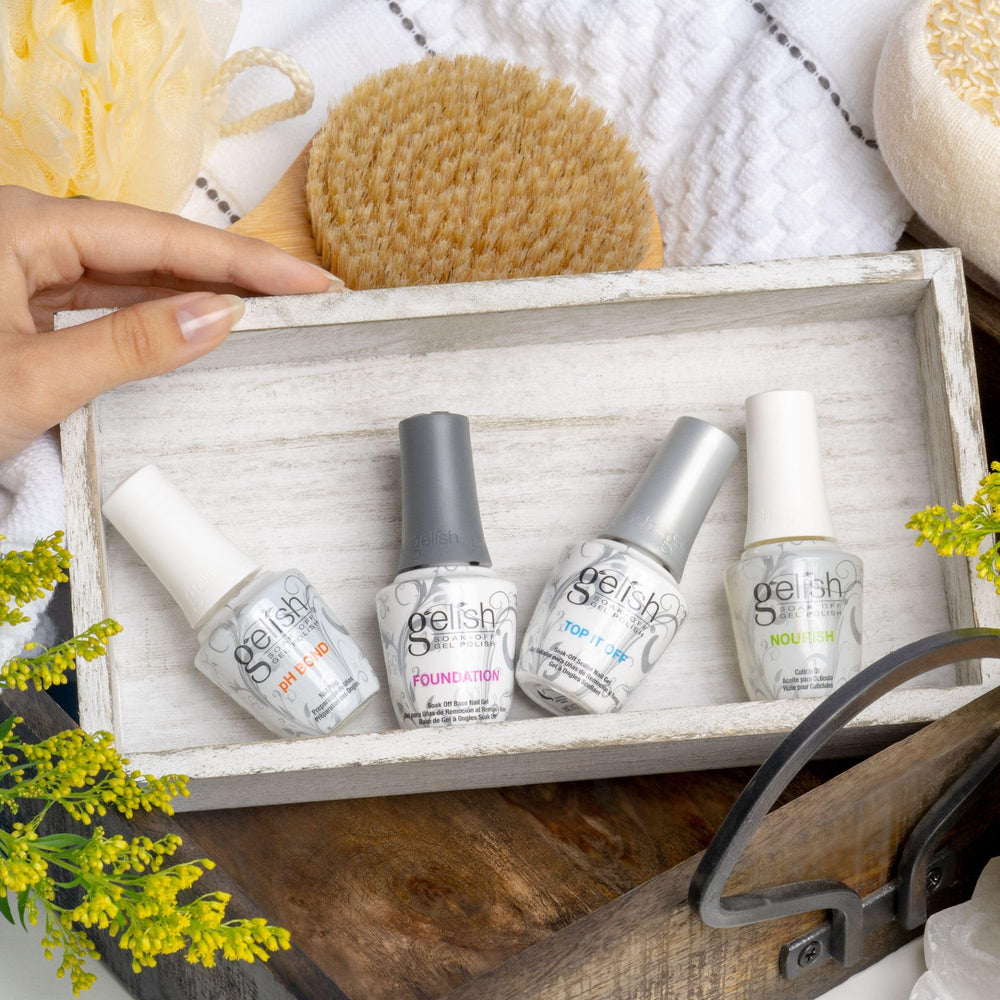 Gelish Fantastic Four pH Bond Nail Prep enhances adhesion by balancing pH and oils