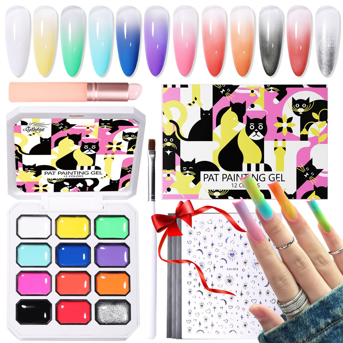 GELLAKTIK, paleta de 12 colores para ombré suave y duradero.