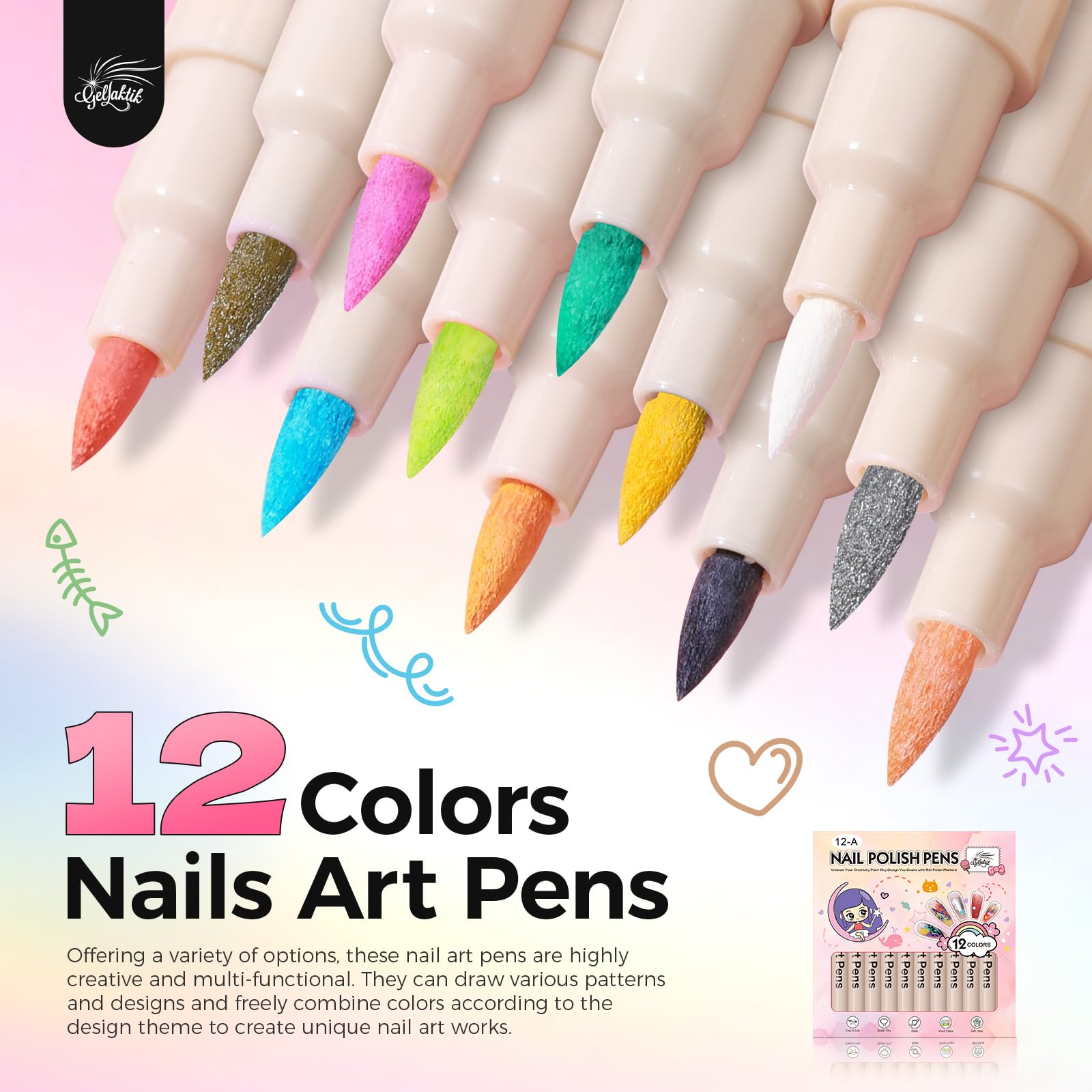 GELLAKTIK precision 0.7mm tip for delicate nail detailing