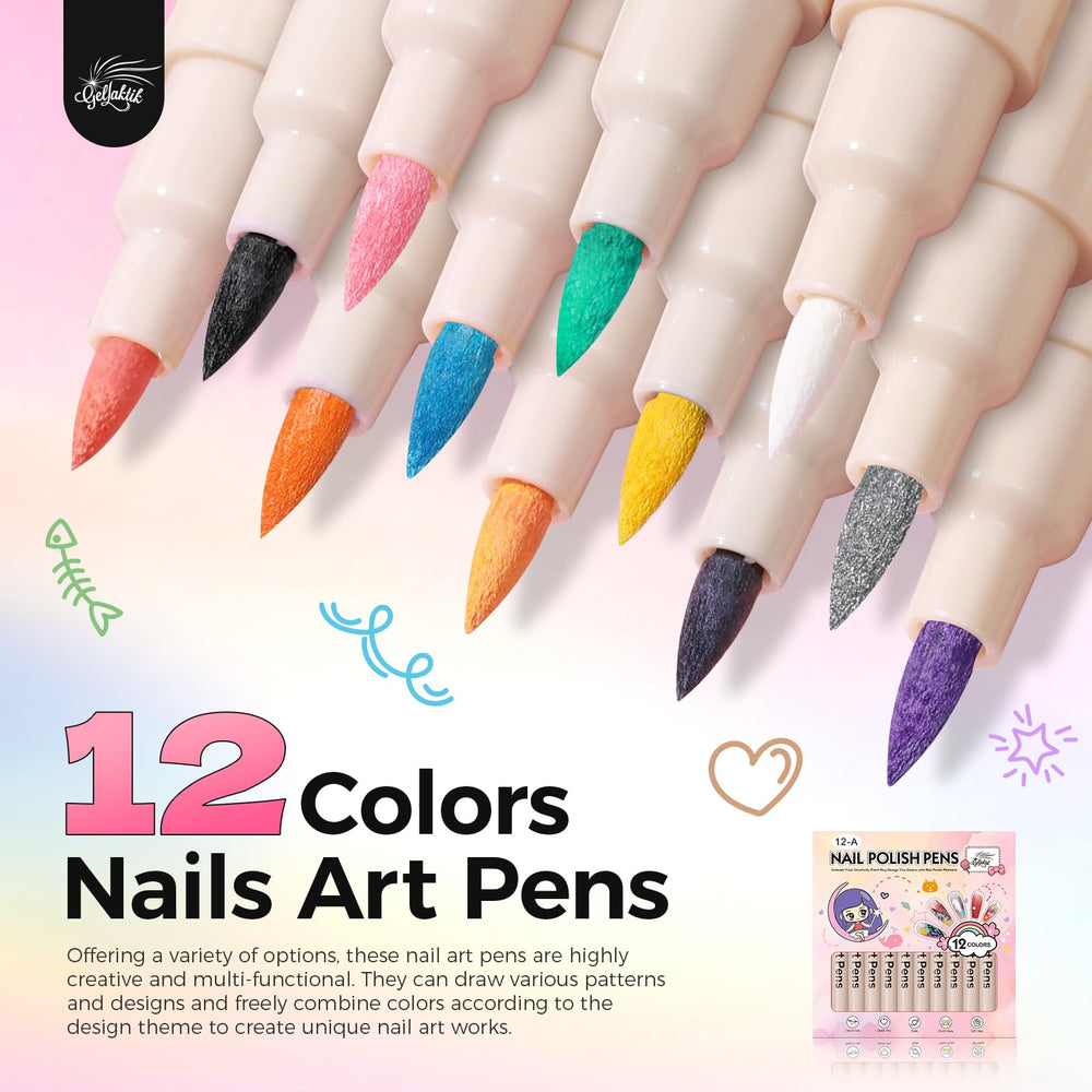 GELLAKTIK precision 0.7mm tip nail pen enabling fine lines with ease.