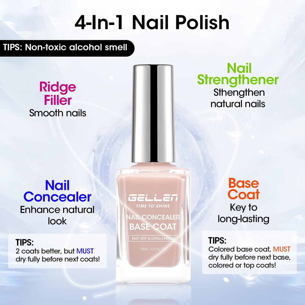 GELLEN 4-in-1 Illuminating Nail Concealer ridge-smoothing on textured nails