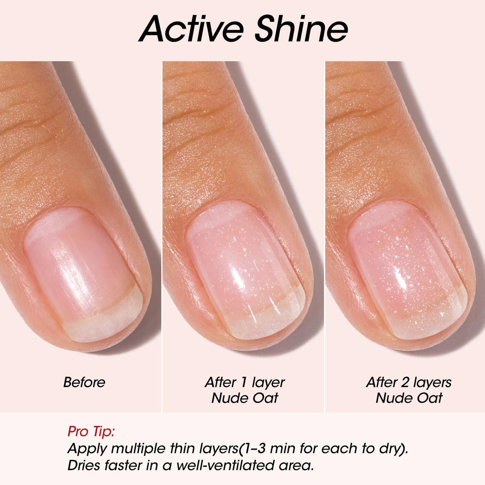 Fórmula nutritiva con AHA, vitaminas B5 y C, y hexanal para hidratar uñas.