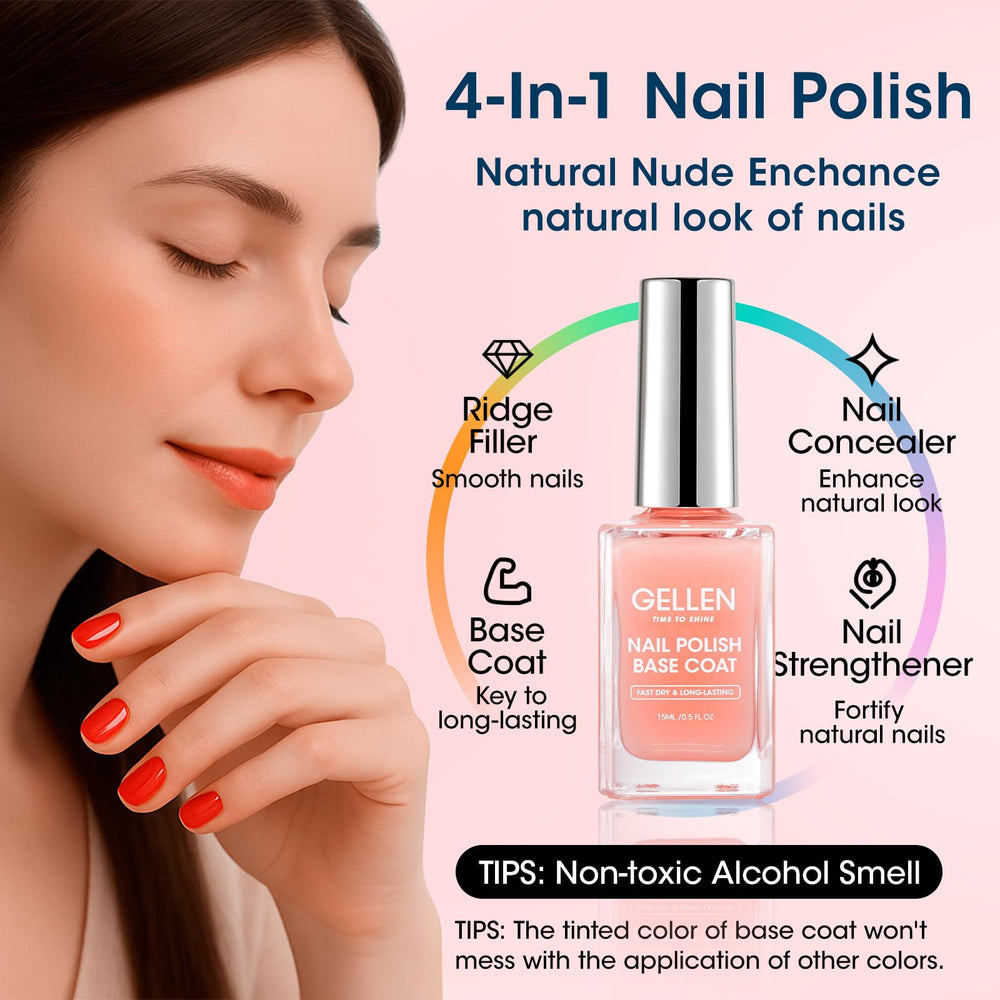 GELLEN base coat application demo image highlights ridge smoothing for even surfaces.