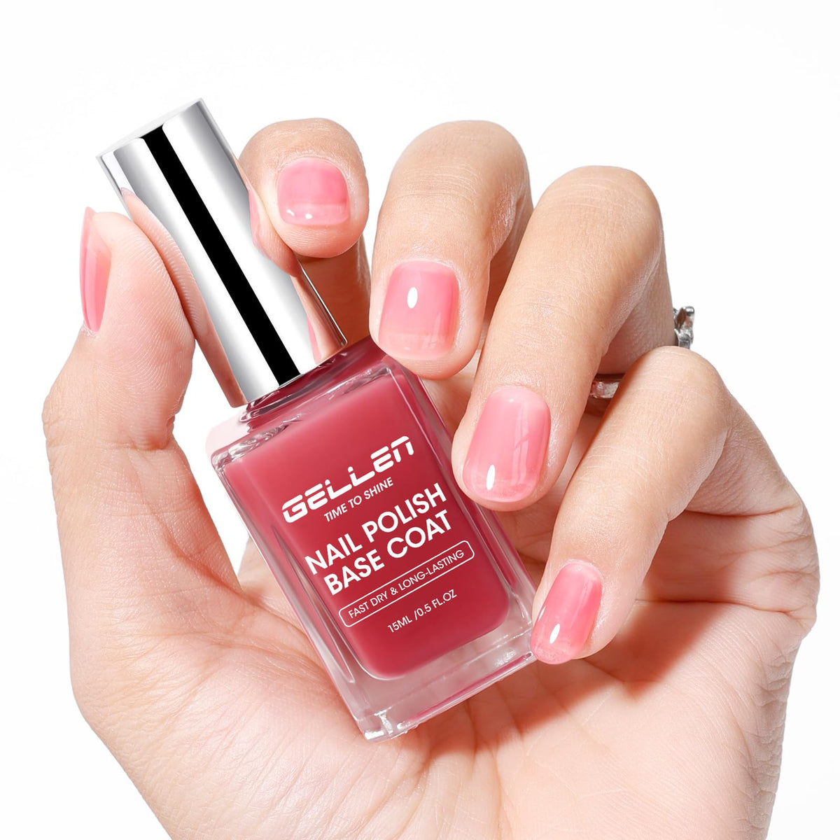 GELLEN Capa base para uñas claras: refuerza uñas y aporta brillo cristalino.