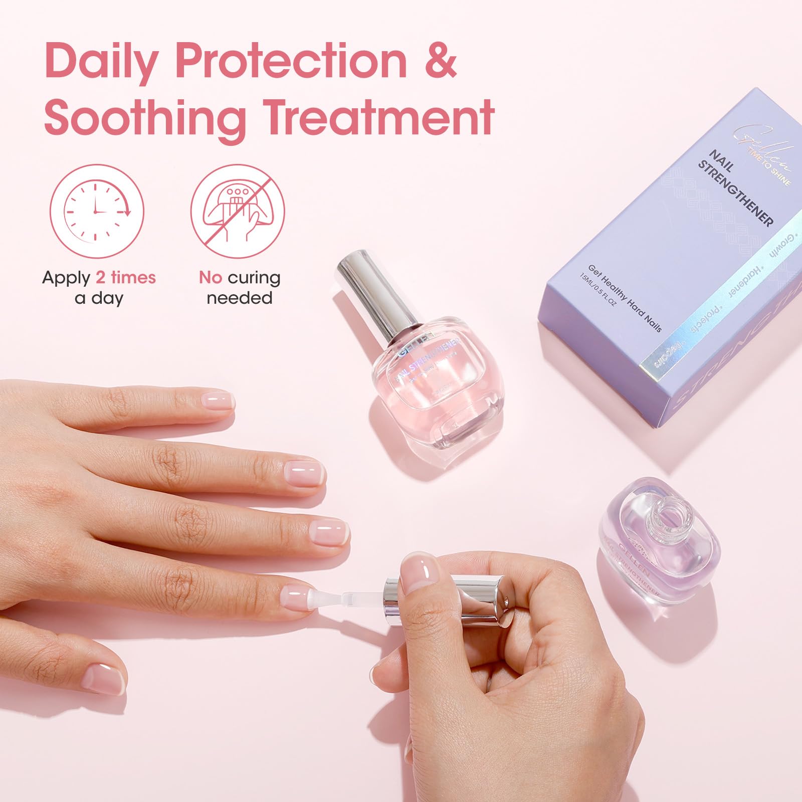 GELLEN Clear finish on nails with shine
