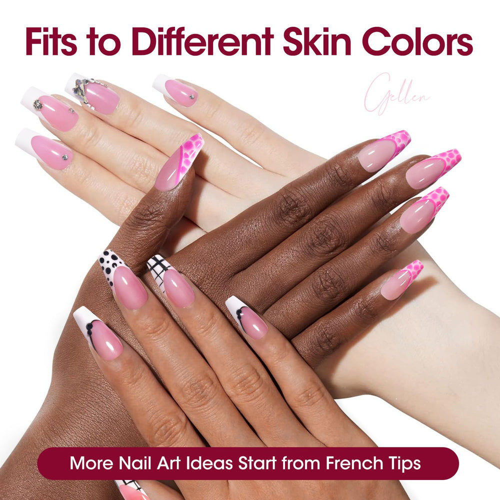 Gellen soft gel tips conform to flat or curved nails for a natural look.