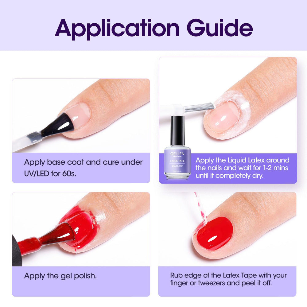 Kit de manicura Gellen para casa con látex líquido para uñas.