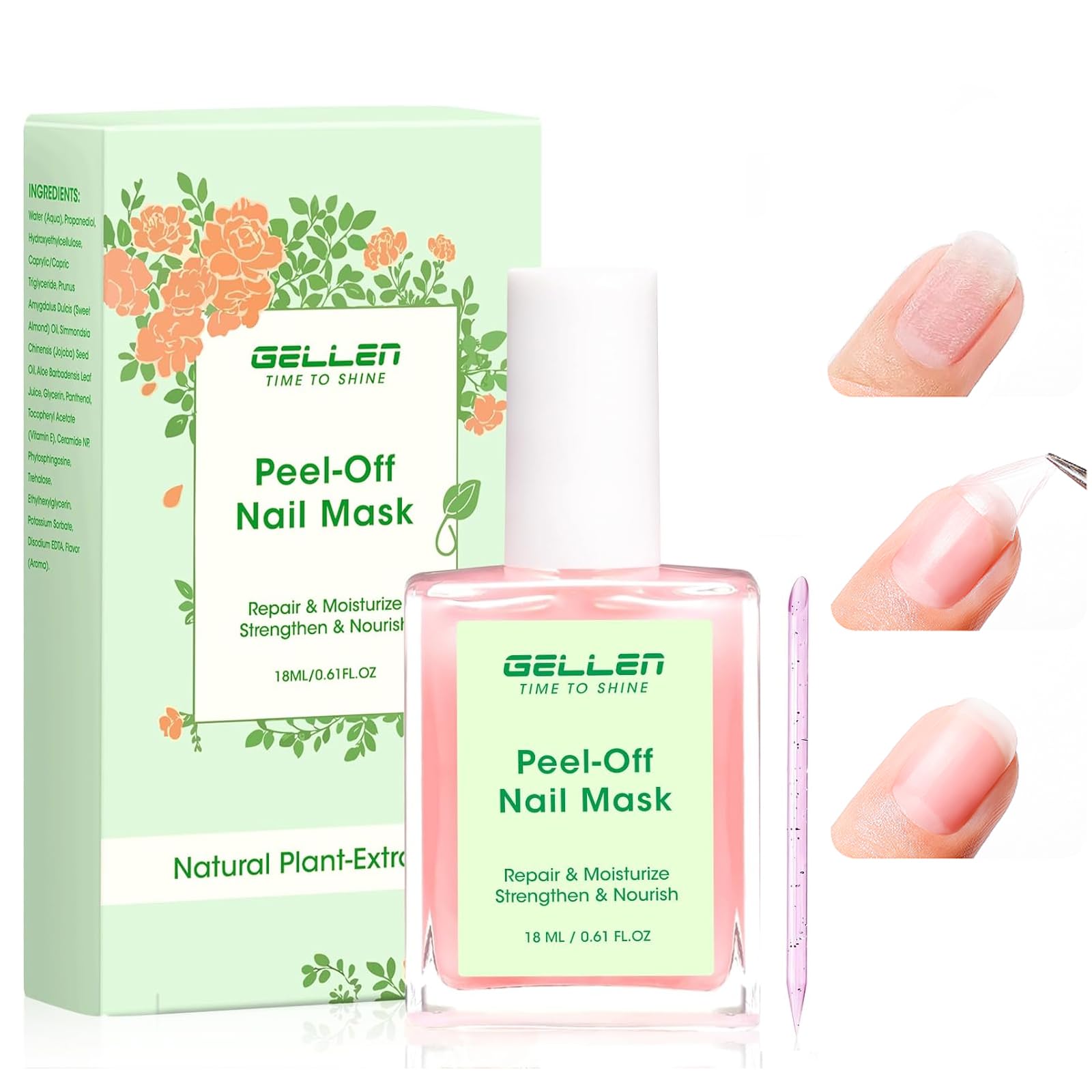 Mascarilla despegable GELLEN para uñas con aroma rosa fortalece suavemente