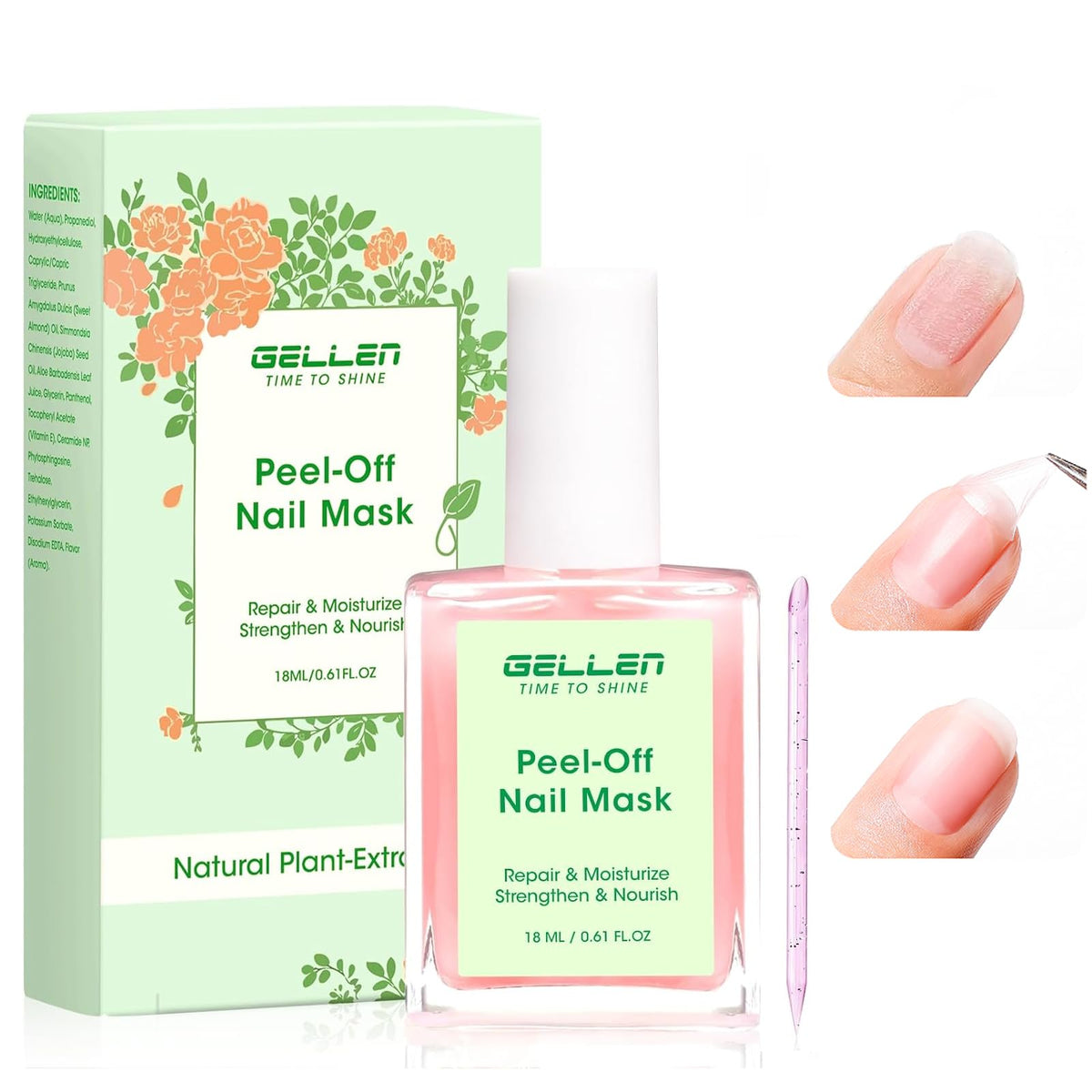 Mascarilla despegable GELLEN para uñas con aroma rosa fortalece suavemente