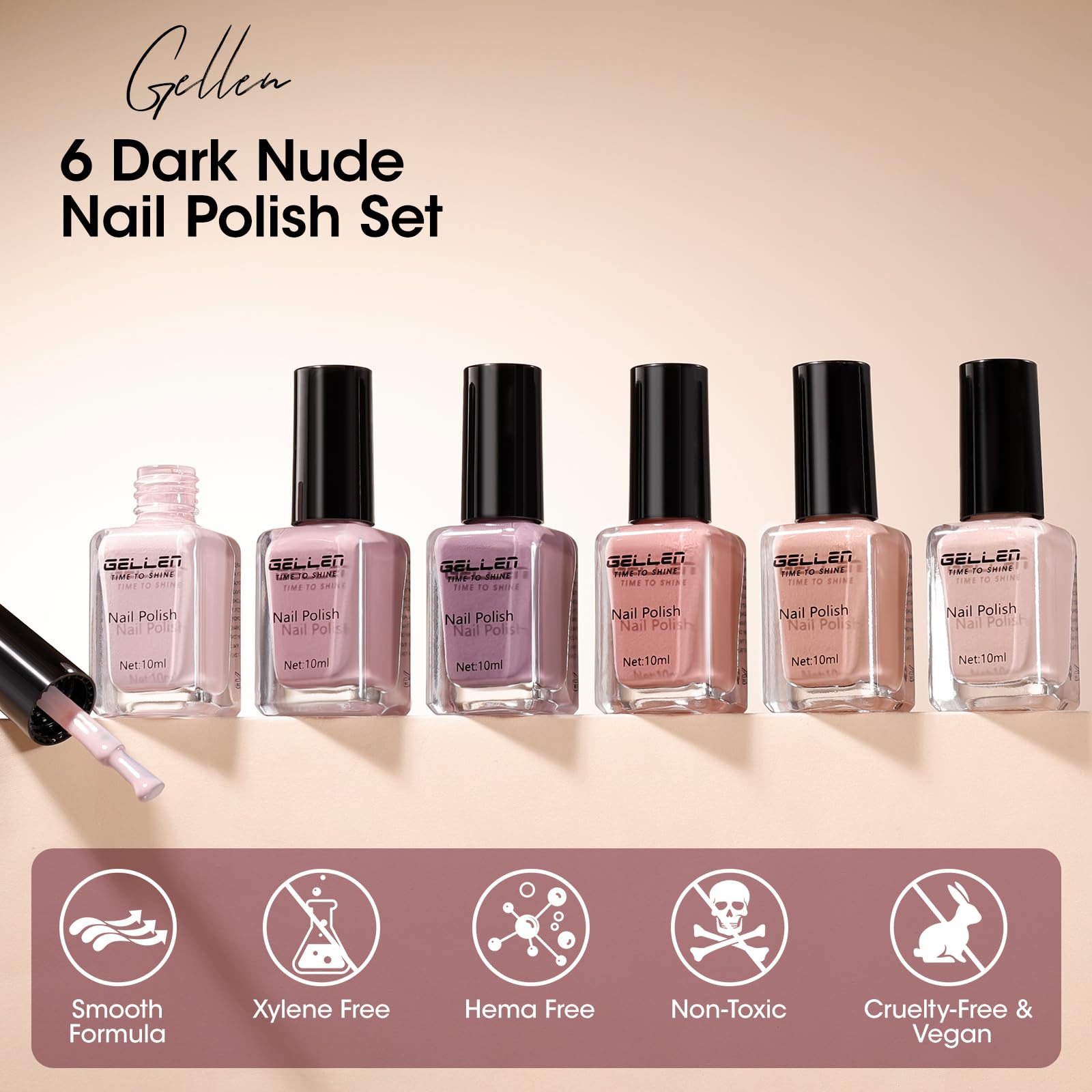 GELLEN natural gloss finish bottle for a soft, professional look.