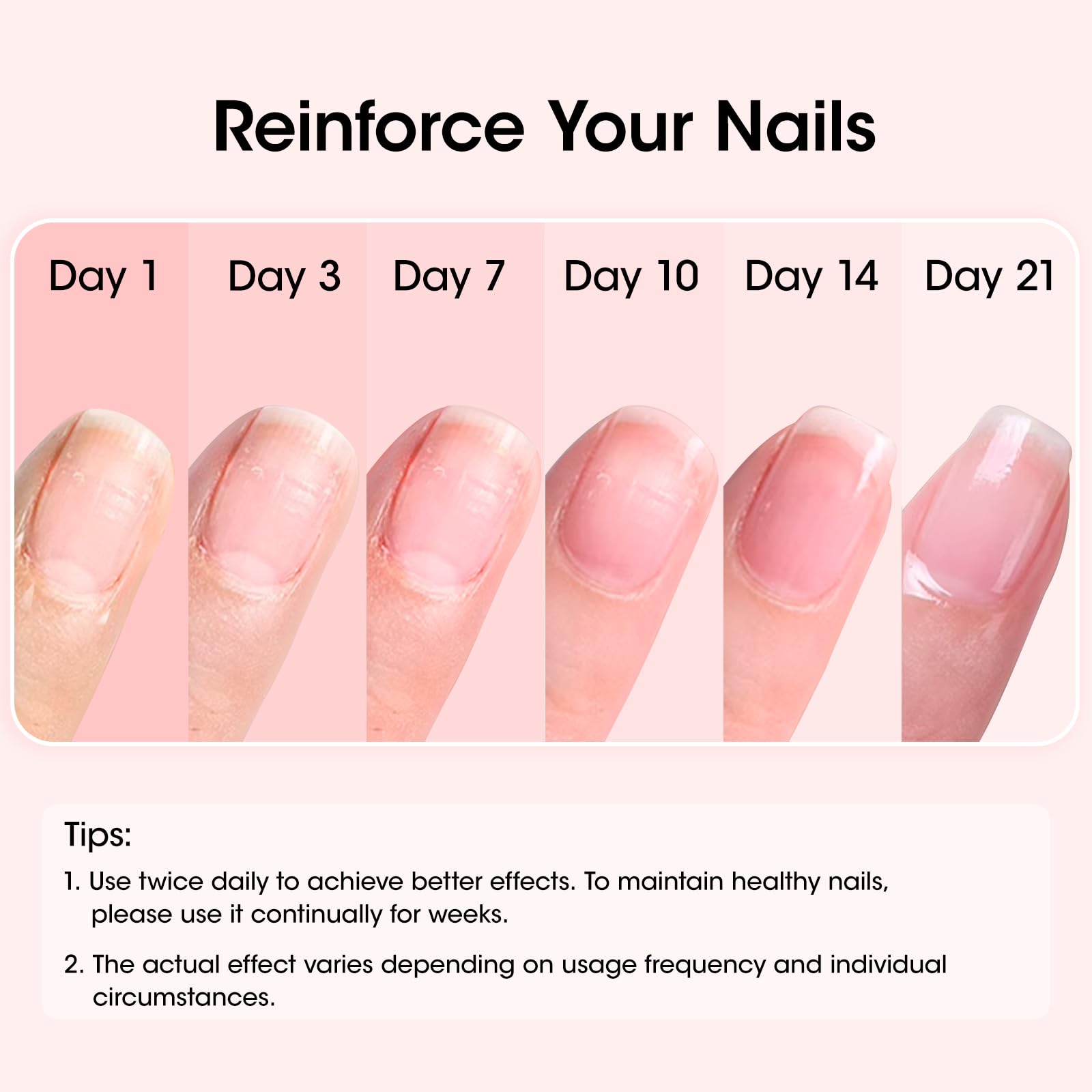 GELLEN Nail Strengthener application two coats with clear finish