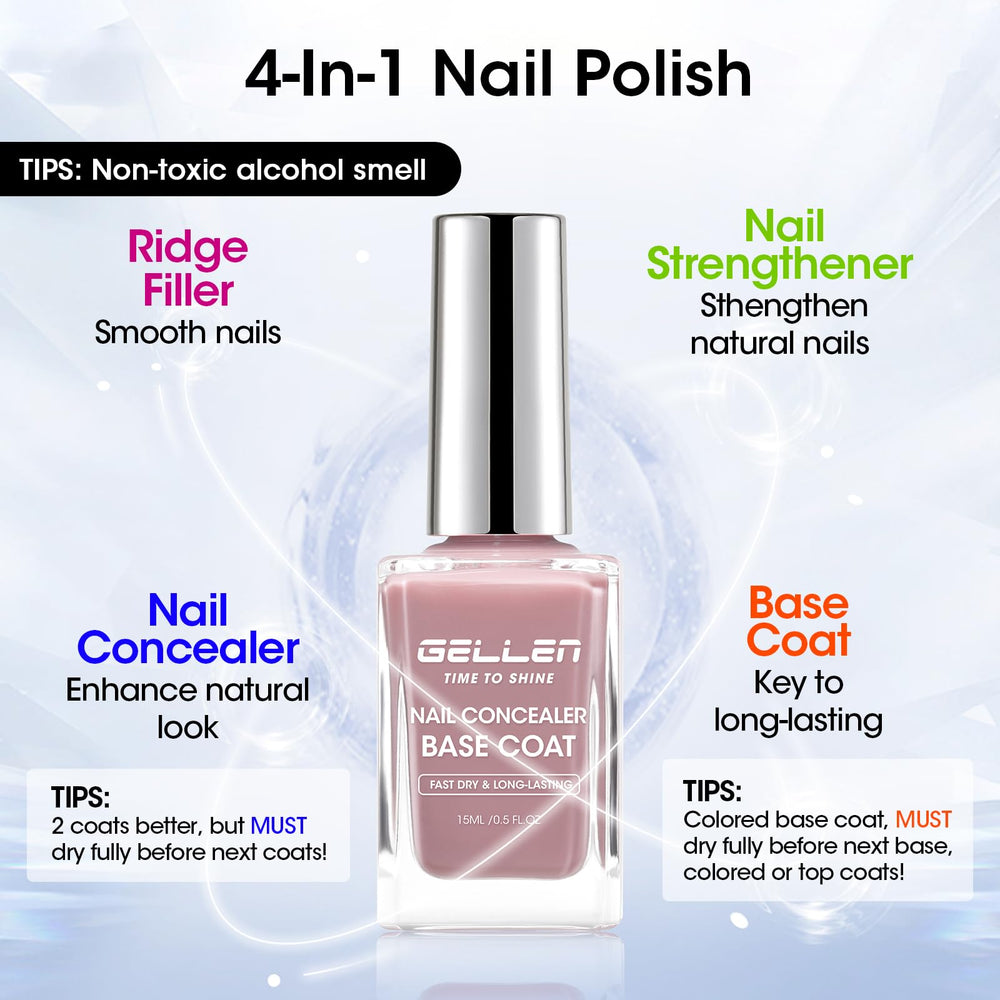 GELLEN nail-strengthener swatch shows fortified, less brittle nails.