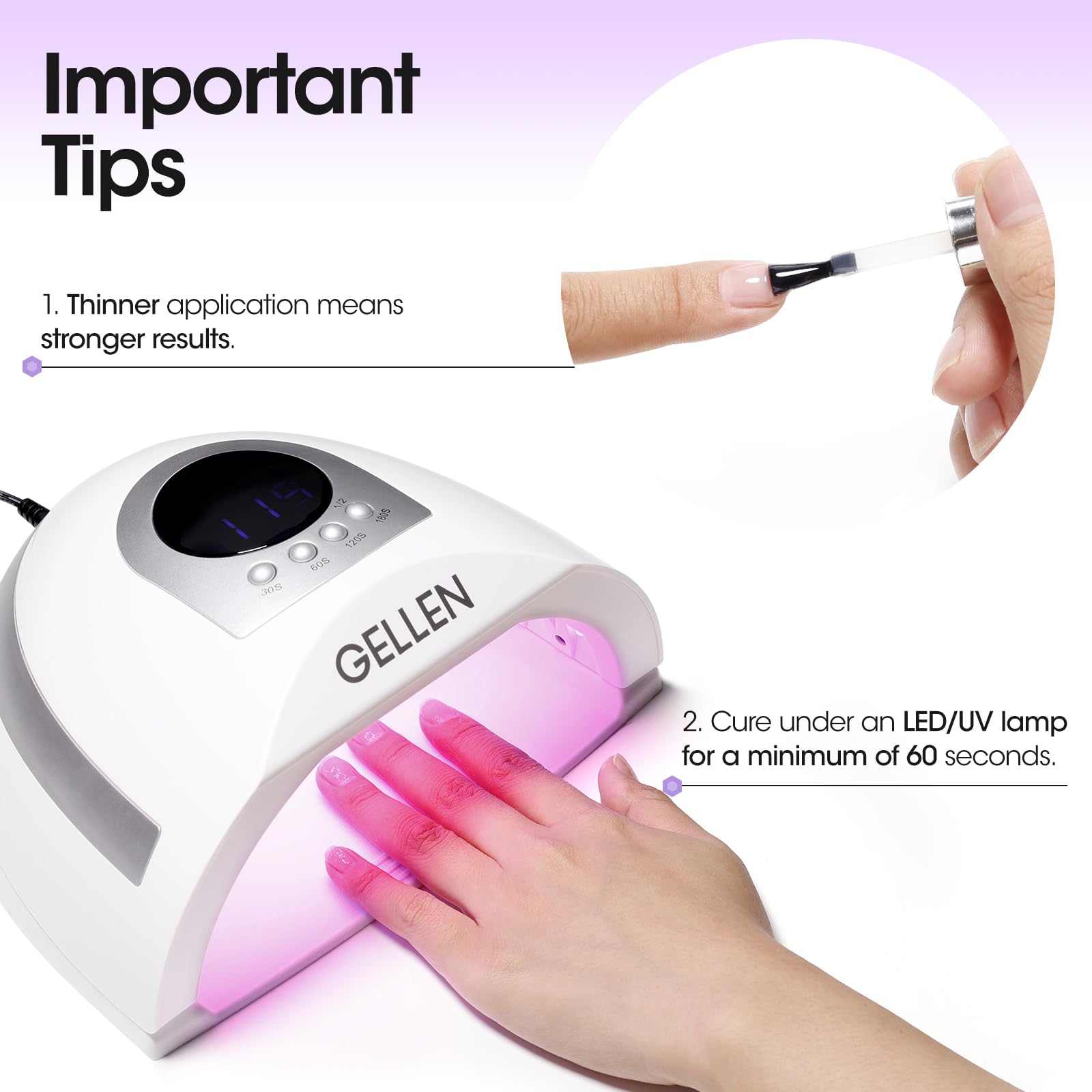 GELLEN natural nails compatible option for gel, tips, or natural nail art.