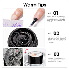 Gel sólido para uñas acrílicas con acabado claro y liso.